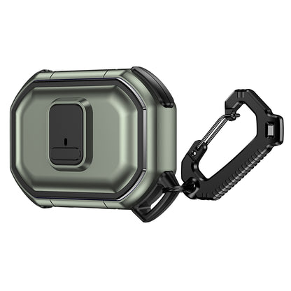 For Airpods 4 Heavy Duty Hybrid Snap Switch Button, Secure Lock Clip Super Protective with Carabiner Belt Loop Case Cover