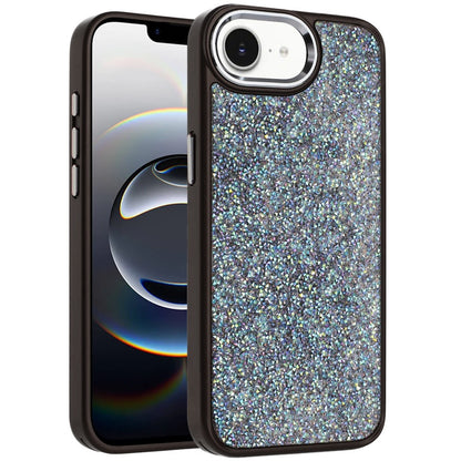 For Apple iPhone 17E /16E Crystal Sparkle Diamond Glass Full Mini Glitter Bling Frame TPU Hybrid Protective Case Cover