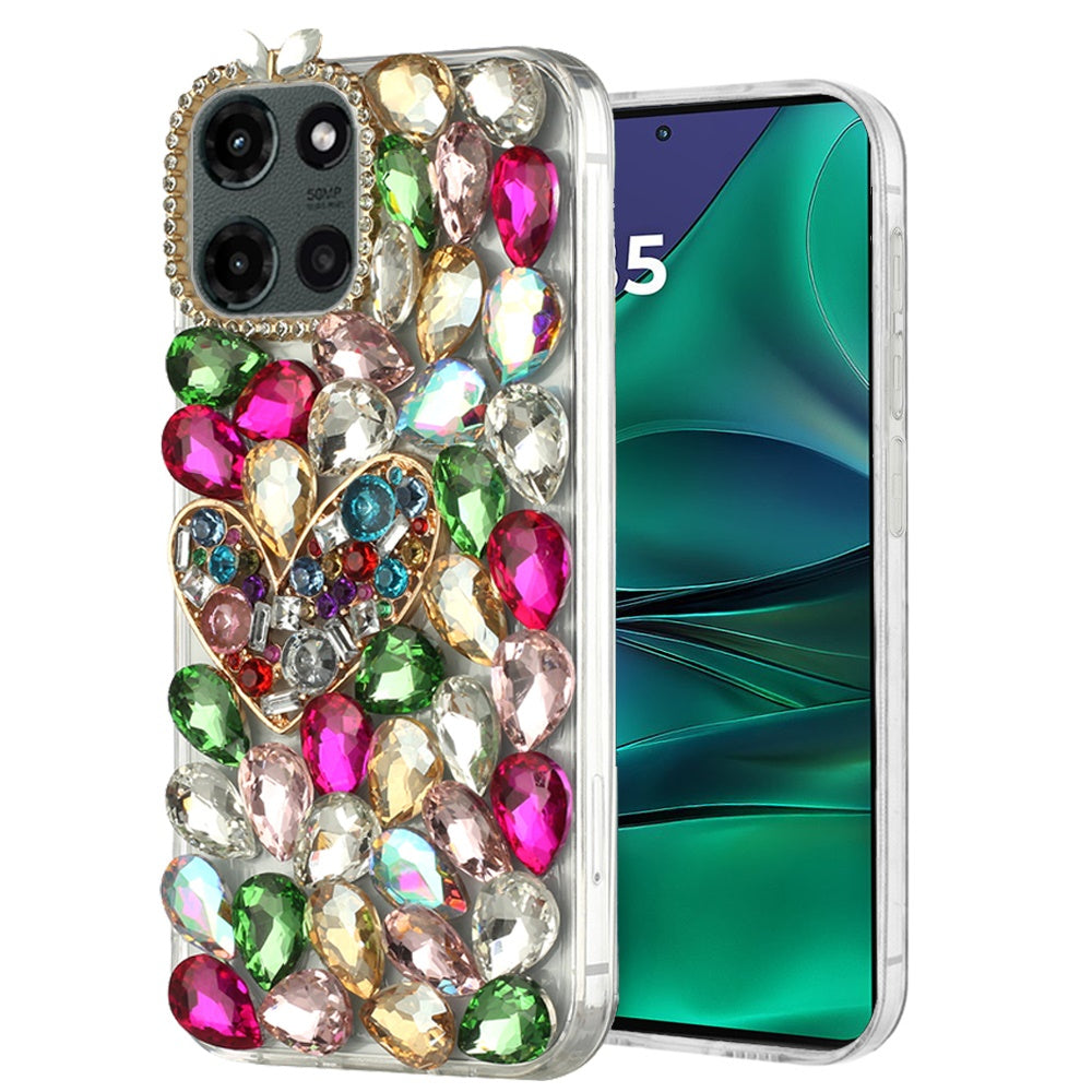 For Motorola Moto G Stylus 5G 2025 Bling Crystal 3D Full Diamonds Luxury Sparkle Rhinestone Hybrid Protective Case Cover