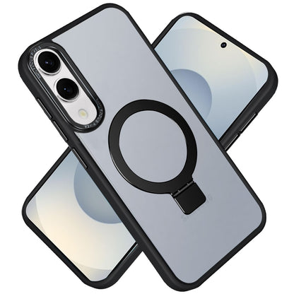 For Samsung Galaxy S25 EDGE Magnetic Metal Matte with Built-in MagSafe Stand, Hybrid Shockproof Armor, TPU Frame Case Cover