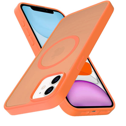 For Apple iPhone 11 MagSafe Compatible Case Hybrid Soft TPU Bumper Hard Translucent Matte Back Slim Shockproof Case Cover Cosmic Orange