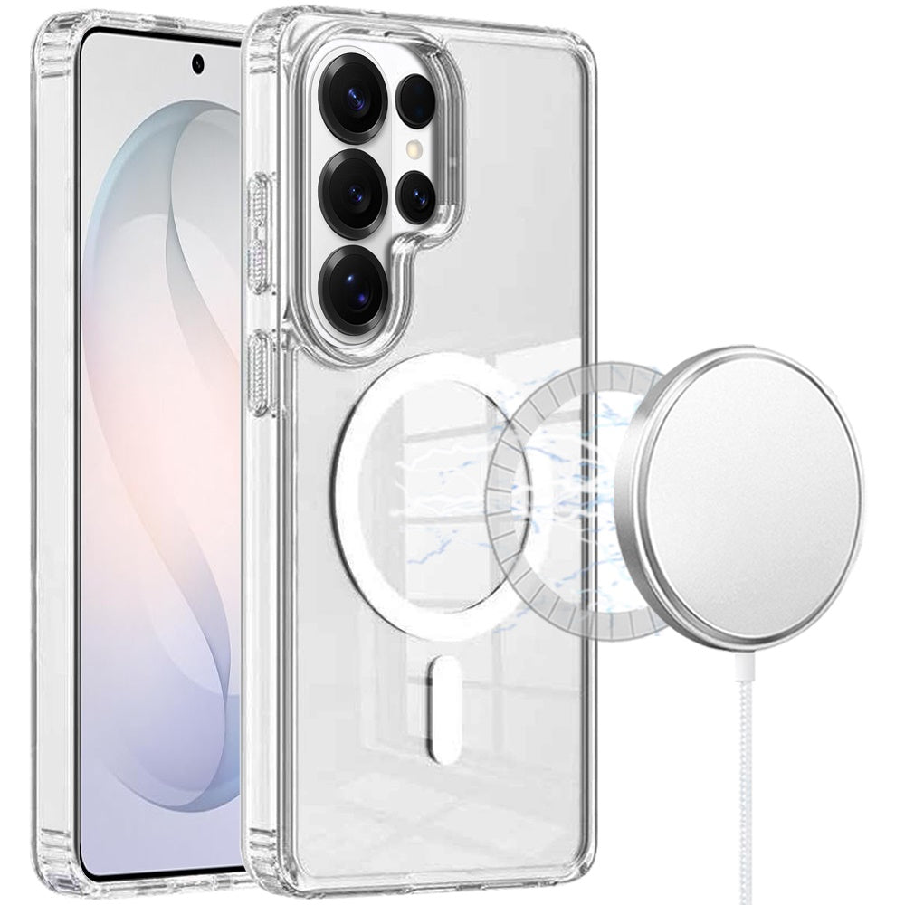 For Samsung Galaxy S26 Ultra Classic Hybrid True Transparent Shockproof Back Magnetic Case Compatible with MagSafe Case Cover Clear