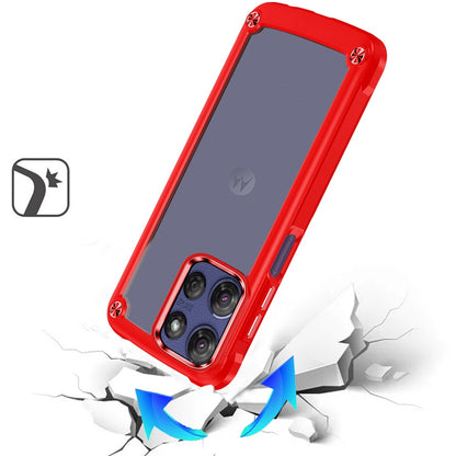 For Motorola Moto G Stylus 5G 2026 /2025 Hybrid Transparent Rubber with Metal Buttons & Camera Edges Hard TPU Corner Frame Bumper Case Cover