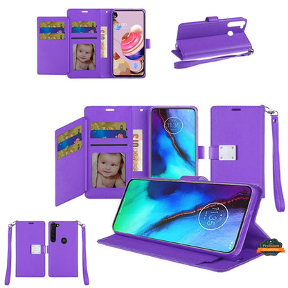For Apple iPhone 17E /16E Wallet Cases PU Leather with Credit Card /ID /Cash Holder Slot Dual Flip Book Pouch, Stand and Strap Case Cover