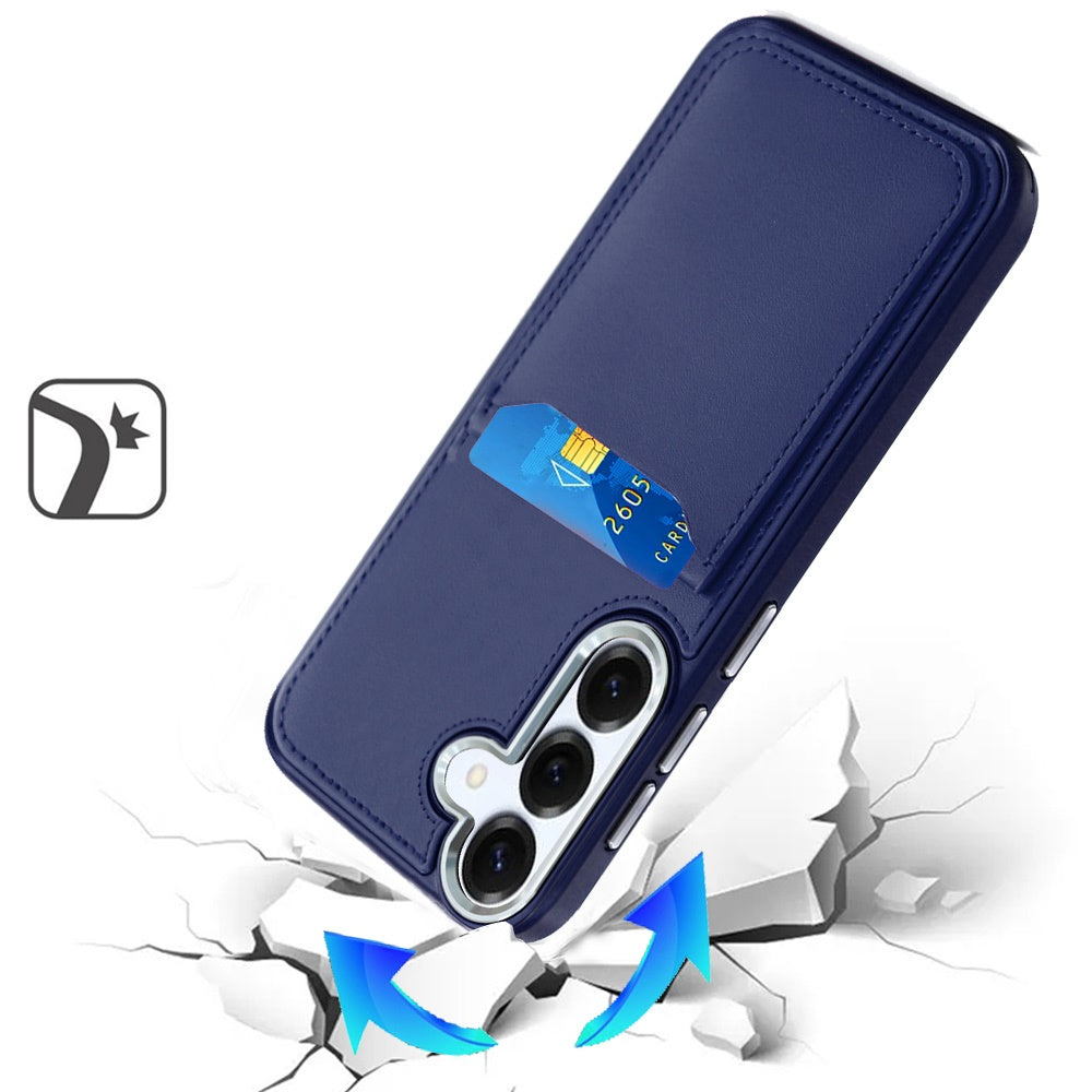 For Samsung Galaxy S25+ /S25 Plus /S24+ Plus PU Leather Wallet Cover with Credit Card Holder, Kickstand & Mirror Inside Slim Fit TPU & PC Hybrid Design Case Cover