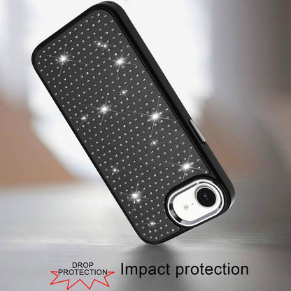 For Apple iPhone 17E /16E Bling Diamond Metallic, Full Sparkle Chrome Edged Hybrid Protective Shockproof Case Cover
