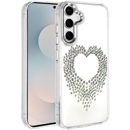 For Samsung Galaxy S25 FE, S25 Fan Edition Angel Hearts Bling Glitter Diamond Hybrid TPU Cover, Colorful Frame Shockproof Protective Back Case Cover Rose Gold