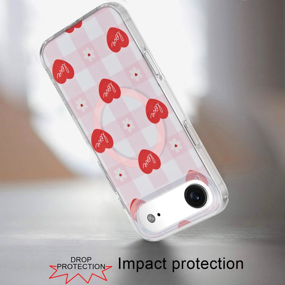 For Apple iPhone 17 AIR Stylish Pattern Fashion IMD Printed Design TPU Double Layer Slim Shockproof with Magnetic Back Case Cover Love Hearts