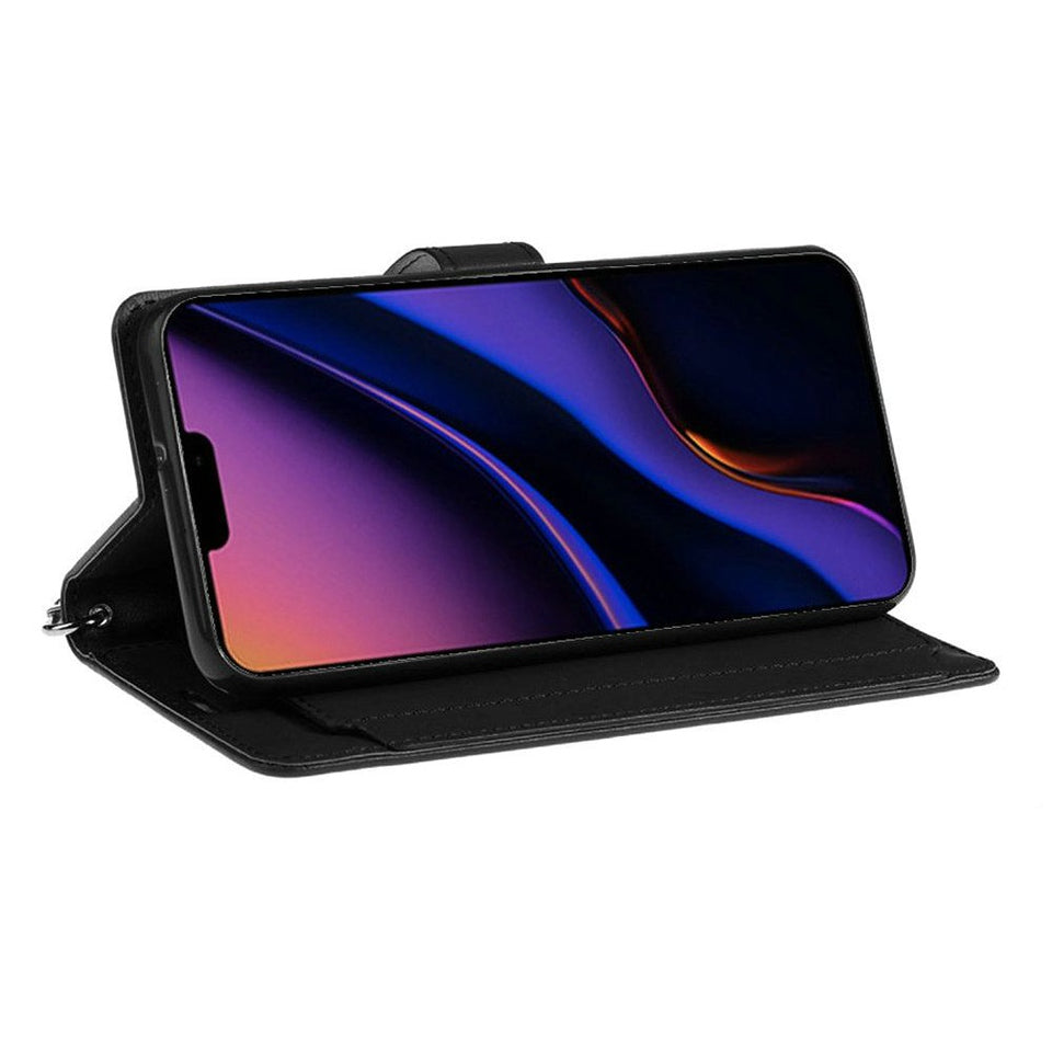 For Google Pixel 10 Pro XL Wallet Case with ID/ Card Holder, Wristlet Strap, Magnetic TPU Protective Shockproof Folio Flip Case Cover Black