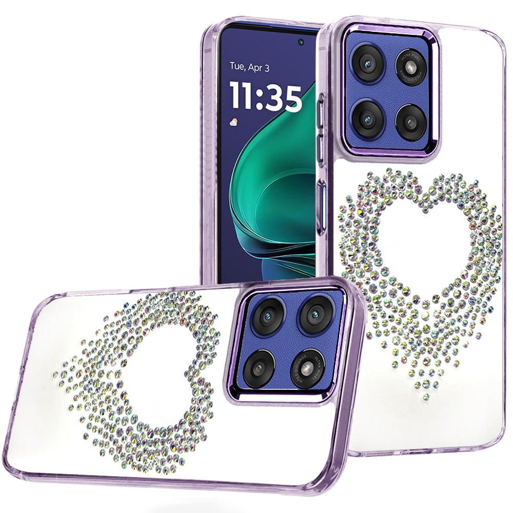 For Motorola Moto G Stylus 5G 2026 /2025 Angel Hearts Bling Glitter Diamond Hybrid TPU Cover, Colorful Frame Shockproof Protective Back Case Cover