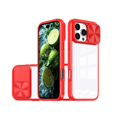 For Apple iPhone 16 Pro (6.3") Slide Camera Cover Lens protector Anti-Scratch Shockproof Clear Back and Color Frame Bumper Case Cover
