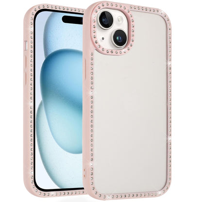 For Apple iPhone 15 Diamond Full Rhinestone Clear Hybrid Protective, Sparkly Bling Transparent Shockproof Bumper All Around Case Cover