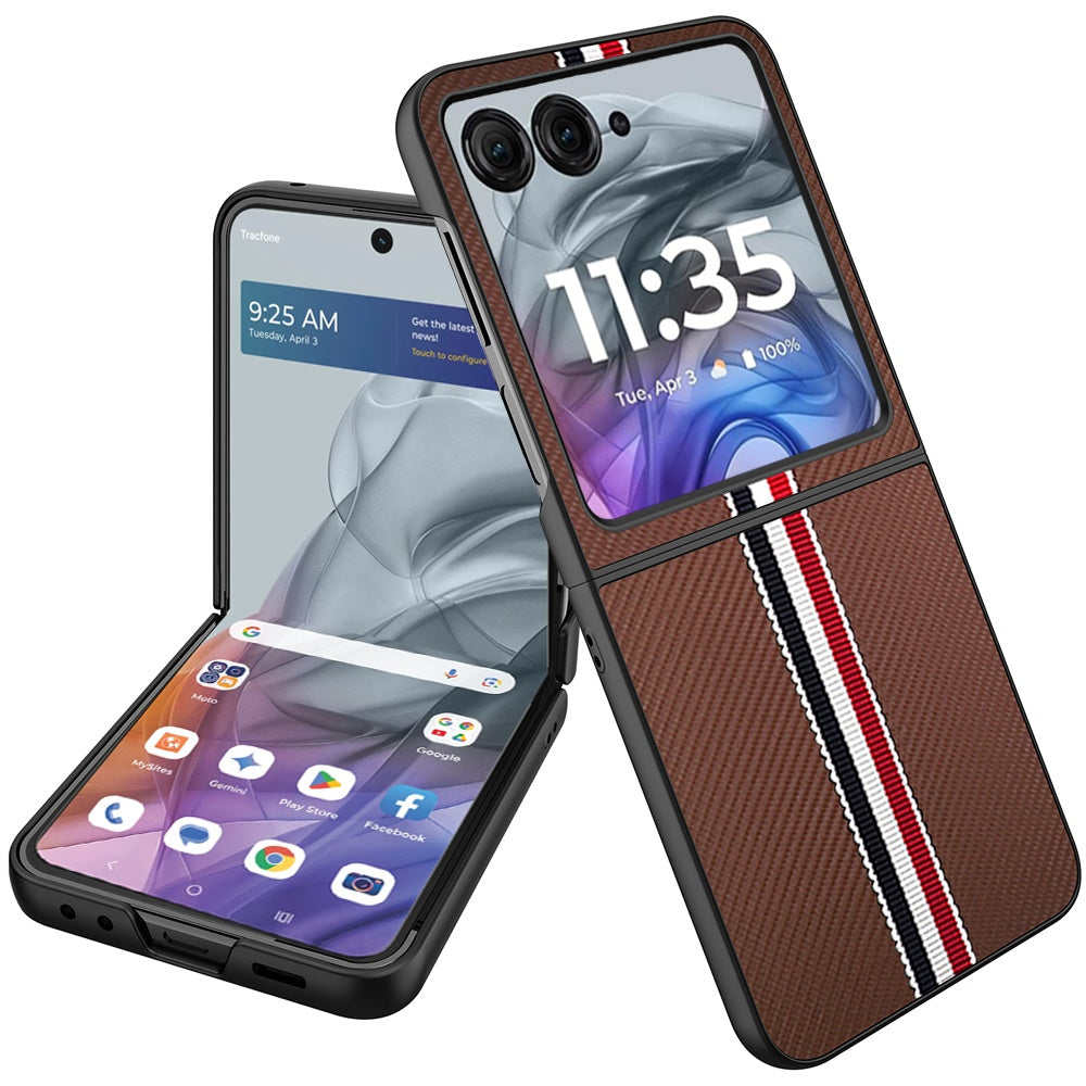 For Samsung Galaxy Z Fold 7 Velvet Fabric PU Vegan Leather, Premium Flip Design, Slim Snap-On Hard PC + TPU Case Cover Brown