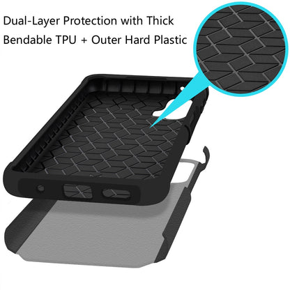 For Cricket Magic 2 5G (2024, 2nd Version) Fashion Graphic Design Hard PC TPU 2in1 Hybrid Shockproof (Magnet Mount Friendly) Case Cover Carbon Fiber Black