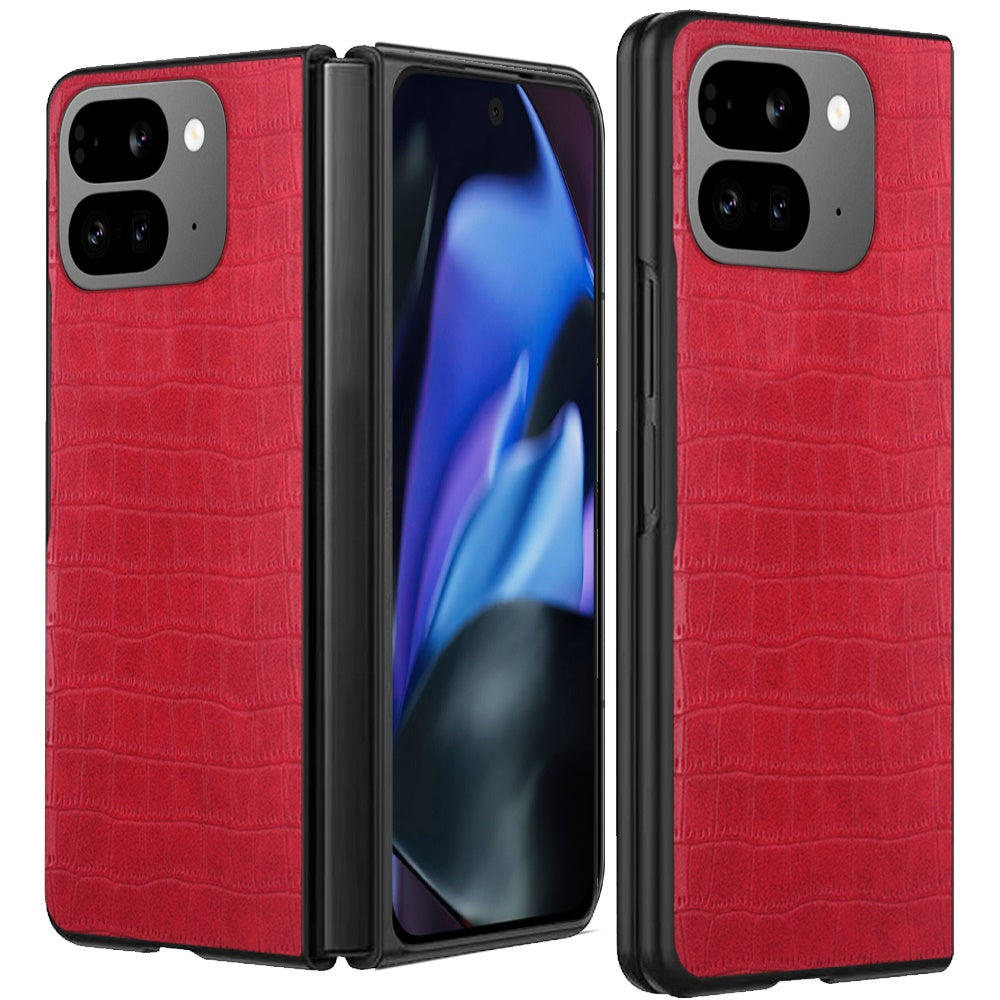 For Google Pixel 9 Pro Fold Slim Thin PU Vegan Leather Flip Snap On Hybrid Shockproof TPU PC Hard Shell Durable Case Cover