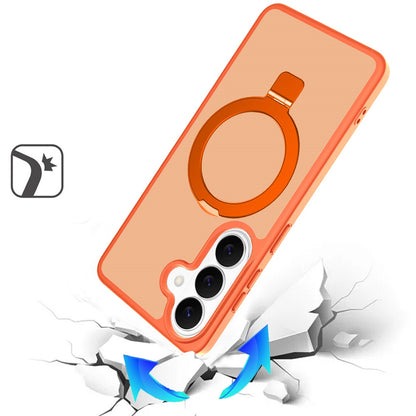 For Samsung Galaxy S26 Magnetic Circle Back with Ring Stand Full Rotation Matte Hybrid Shockproof Case Cover