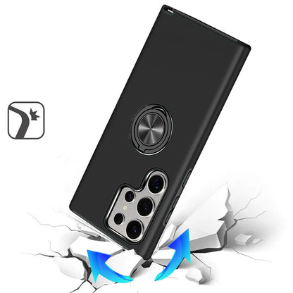 For Samsung Galaxy S25 Ultra Hybrid 360 Degree Rotatable Metal Invisible Ring Stand Holder Slim Fit Magnetic Car Mount Shockproof Case Cover