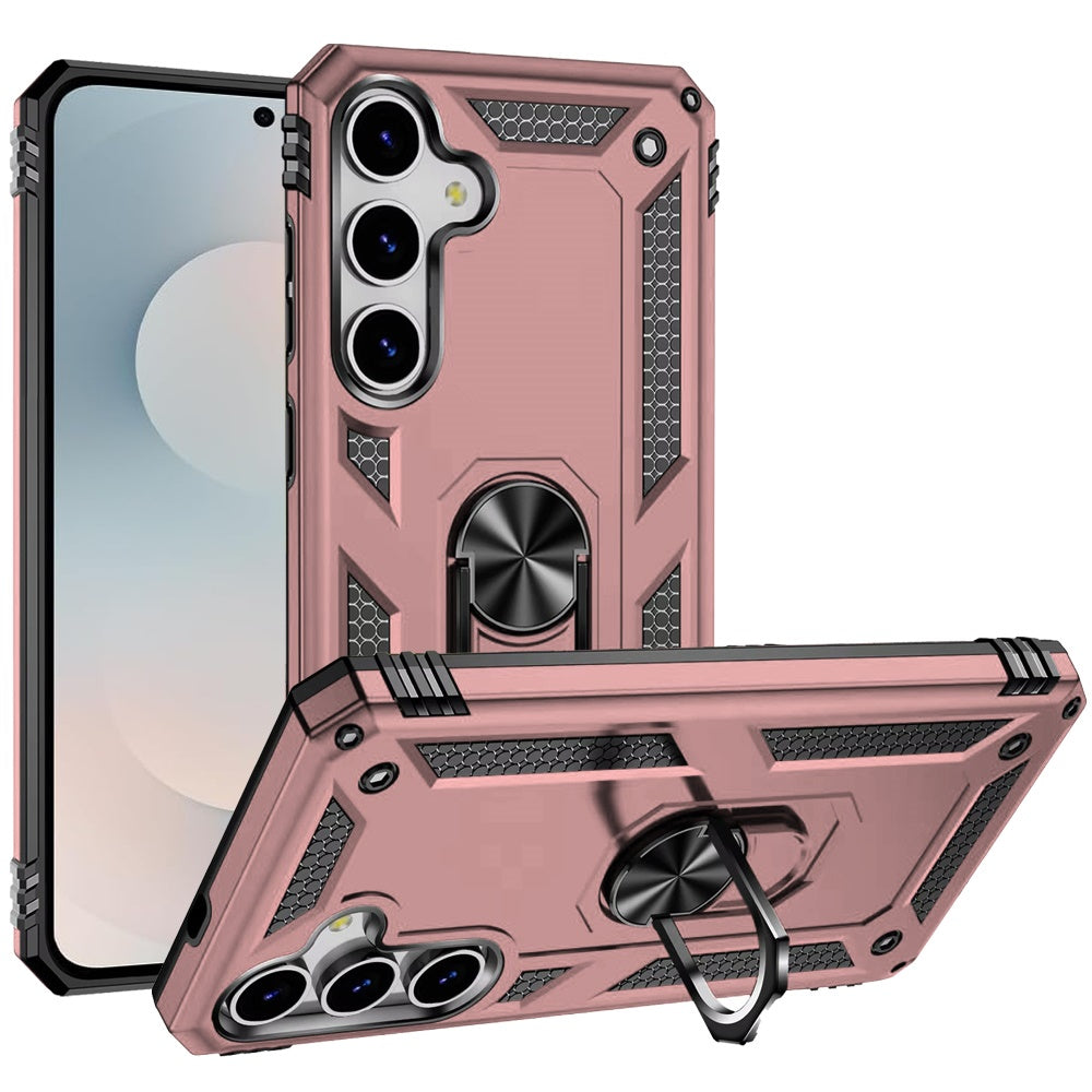 For Samsung Galaxy S25 FE, S25 Fan Edition Hybrid Shockproof Durable 360 Degree Rotatable Ring Stand Holder Kickstand Fit Magnetic Car Mount Case Cover