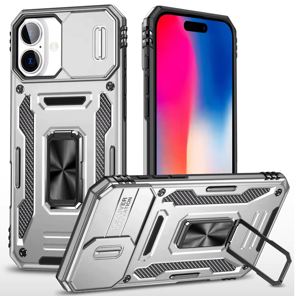 Apple iPhone 16 Pro Max (6.9") Hybrid Case with Rotation Ring Stand Shockproof & Camera Window TPU Armor Dropproof