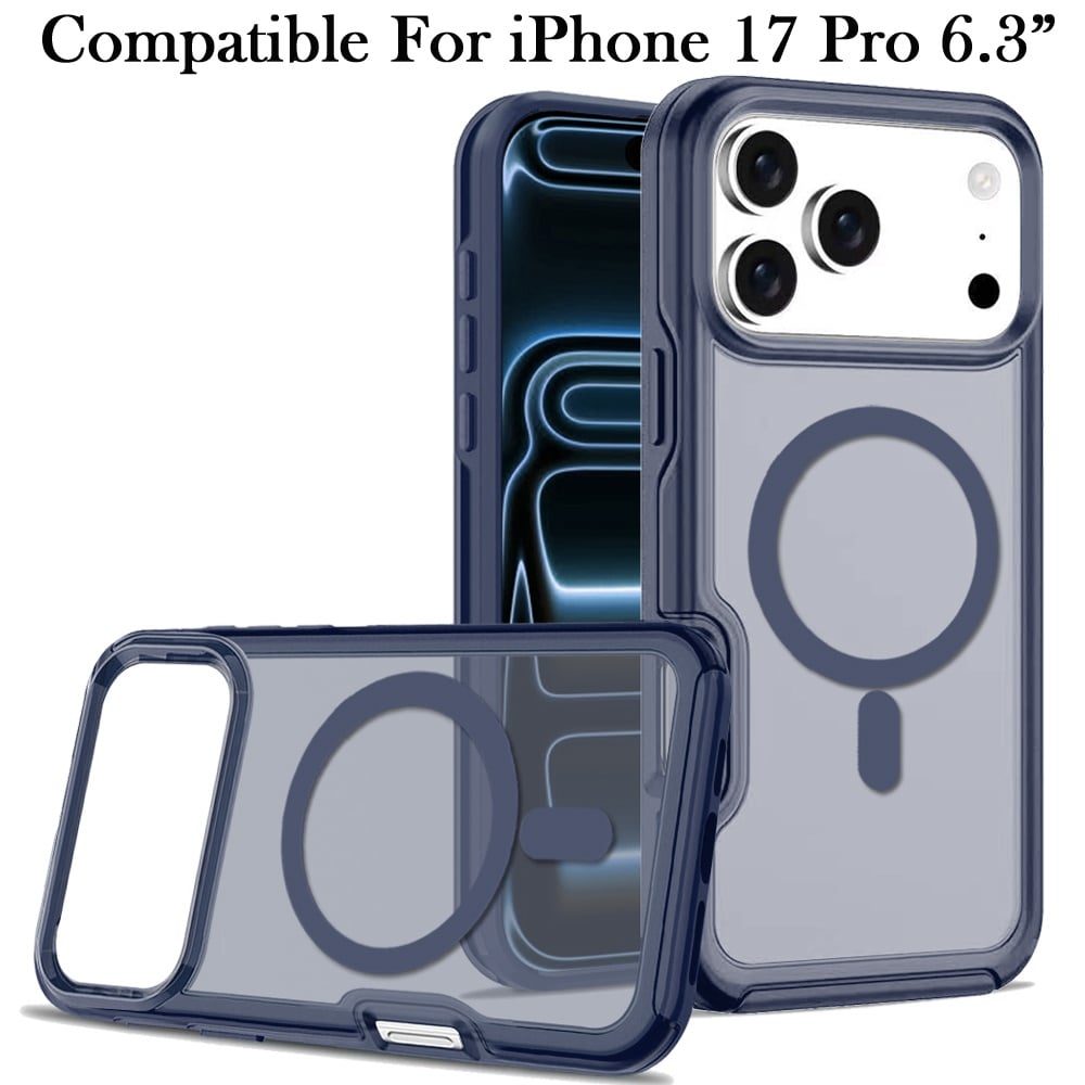 For Apple iPhone 17 Pro (6.3") Slim & Durable Compatible with MagSafe Hybrid Shockproof Glossy Oil Protective Dual Layer TPU + PC Case Cover