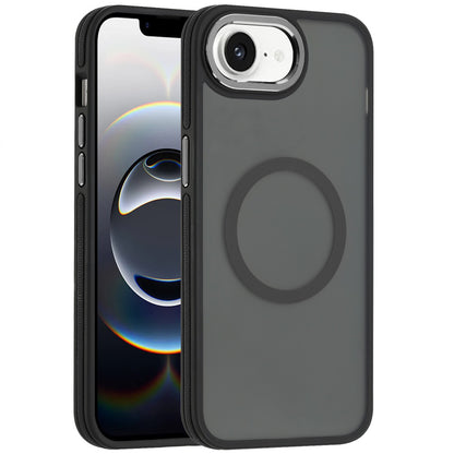 For Apple iPhone 17E /16E Frosted Translucent Back Hybrid Case with Magnetic Circle; MagSafe Compatible, Military Grade Shockproof, Slim Design Case Cover Black