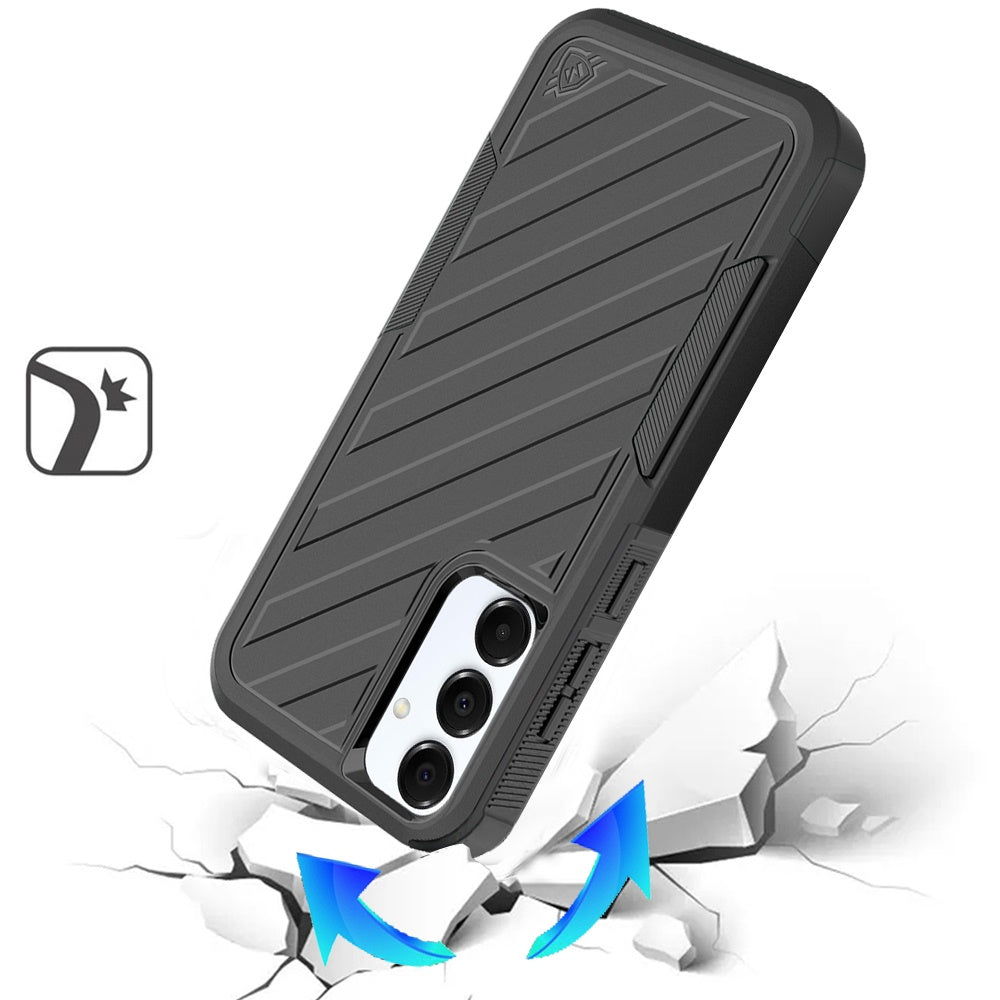 For Motorola Edge 2025 Premium Tough Hybrid Case with Belt Clip Holster, Shockproof Rugged Design, Textured 2in1 Non-Slip Case Cover Black