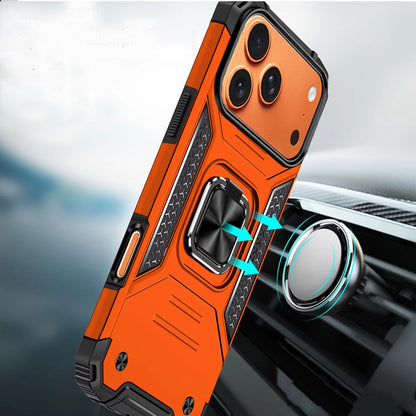 For Apple iPhone 17 Armor Hybrid Magnetic Stand with Ring Holder Kickstand Shockproof Heavy-Duty Durable Rugged TPU Dual Layer Case Cover