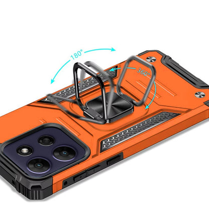 For Motorola Moto G Power 5G 2026 /2025 Armor Hybrid Magnetic Stand with Ring Holder Kickstand Shockproof Heavy-Duty Durable Rugged TPU Dual Layer Case Cover Cosmic Orange