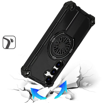 For Samsung Galaxy S25 FE /S25 Fan Edition Texture Design Invisible Kickstand Case, MagSafe Compatible Hybrid Shockproof Cover, Car Mount Friendly Case Cover