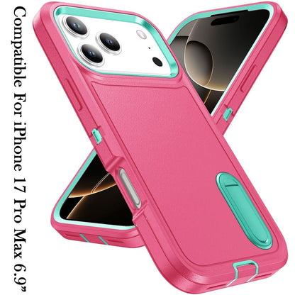 For Apple iPhone 17 Pro Max Hybrid 3 Layers Hard 3in1 Shockproof with Kickstand Heavy Duty Hard TPU Rubber Anti-Drop Case Cover