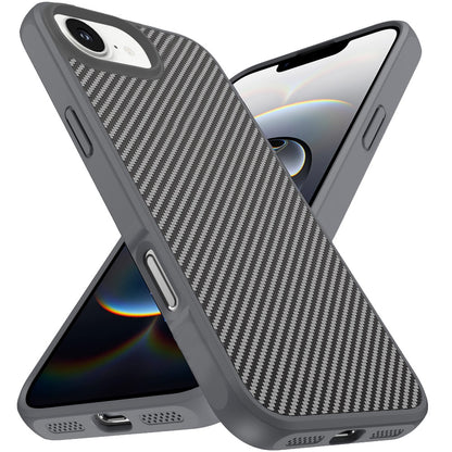 For Apple iPhone 16e Carbon Fiber Design with Magnetic HQ 2.0mm Thick Hybrid Shockproof Rubber Hard PC Case Cover