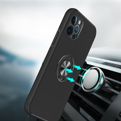 For Apple iPhone SE 3 (2022) SE/8/7 Hybrid 360 Degree Rotatable Metal Invisible Ring Stand Holder Slim Fit Magnetic Car Mount Shockproof Case Cover
