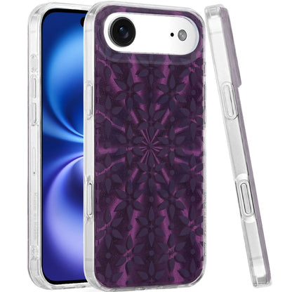 For Apple iPhone 17 Pro Max Stylish Pattern Fashion IMD Printed Design TPU Double Layer Slim Shockproof with Magnetic Back Case Cover Flowers Mandala Purple