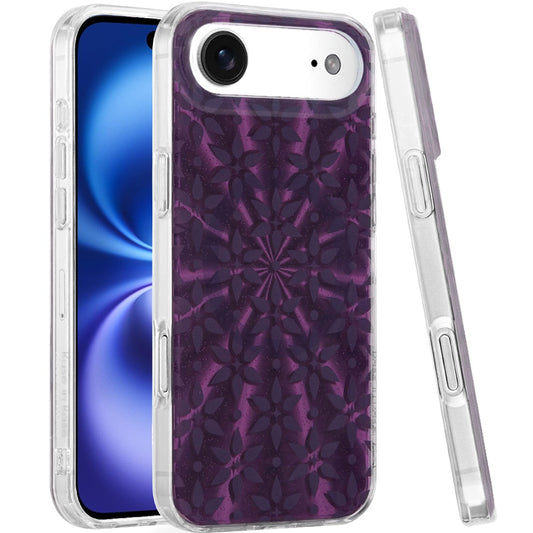 For Apple iPhone 17 AIR Stylish Pattern Fashion IMD Printed Design TPU Double Layer Slim Shockproof with Magnetic Back Case Cover Flowers Mandala Purple