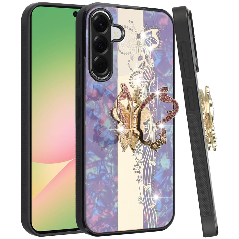 For Samsung Galaxy A57 Diamonds 3D Butterfly Bling Sparkly Glitter Ornaments Engraving Hybrid with Stand Fashion Case Cover