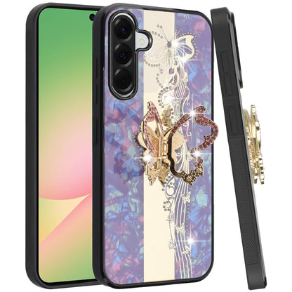 For Samsung Galaxy A57 Diamonds 3D Butterfly Bling Sparkly Glitter Ornaments Engraving Hybrid with Stand Fashion Case Cover