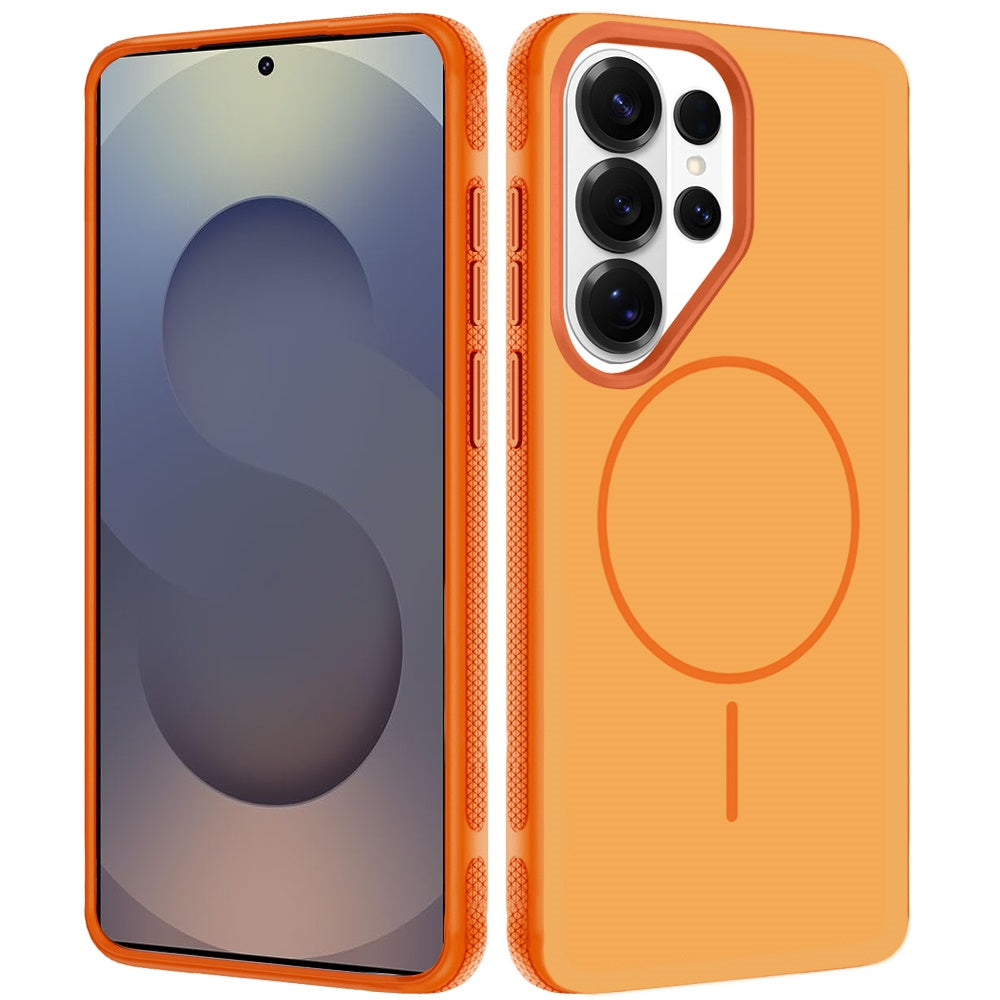 For Samsung Galaxy S25 Ultra Super Magnetic Premium Edged Core Matte Thick Hybrid Drop Protection Shockproof Design Case Cover Cosmic Orange