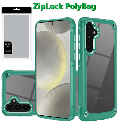 Hybrid Transparent Rubber with Metal Buttons & Camera Edges Hard TPU Corner Frame Bumper
