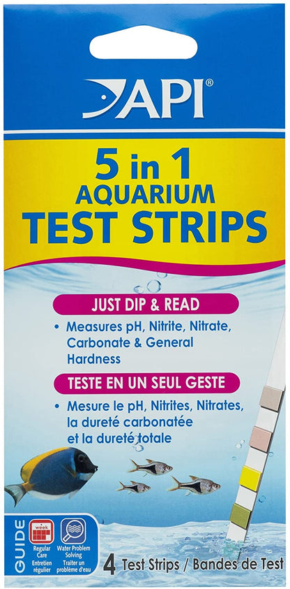 API 5 in 1 Aquarium Test Strips for Freshwater and Saltwater Aquariums [Aquarium Supplies for Aquarium] 4 count