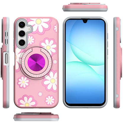 For Samsung Galaxy S25 Fan Edition /Galaxy S25 FE Pattern Design Hybrid with Invisible Ring Stand & Magnetic Back, Shockproof Protective Grip Case Cover