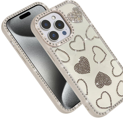 For Apple iPhone 15 Pro Max Spread Love Glitter Shimmer Bling Diamond Edge Hybrid Drop Protection Shockproof Design Case Cover