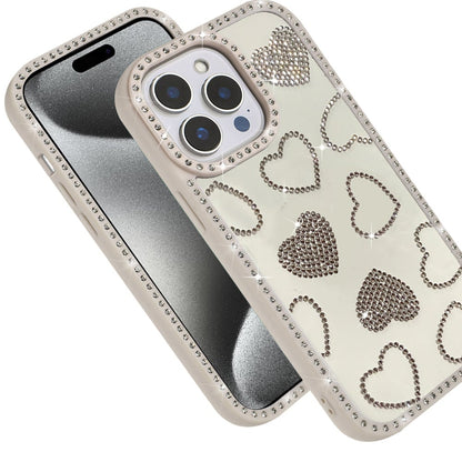 For Apple iPhone 15 Pro Max Spread Love Glitter Shimmer Bling Diamond Edge Hybrid Drop Protection Shockproof Design Case Cover