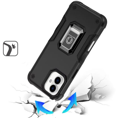 For Apple iPhone 17 (6.3") Hybrid Stand Magnetic Ring Holder Kickstand Heavy Duty Rugged Drop Silicone & Hard PC Shockproof Case Cover