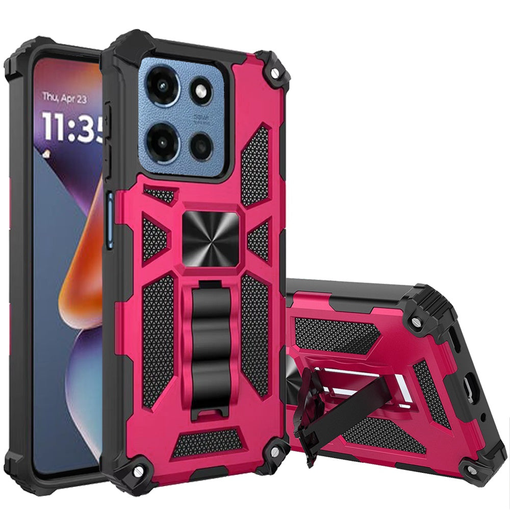 For Motorola Moto G 5G 2026/2025 Hybrid Shockproof [Military Grade] Rugged Protective with Magnetic Car Mount & Invisible Stand Case Cover Cosmic Orange