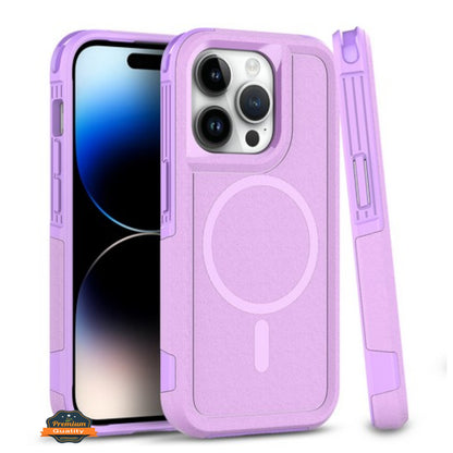 For Apple iPhone 15 (6.1") Shockproof Heavy Duty Dual-Layer Rugged Magnetic Tough Hybrid [Compatible with MagSafe]  Phone Case Cover