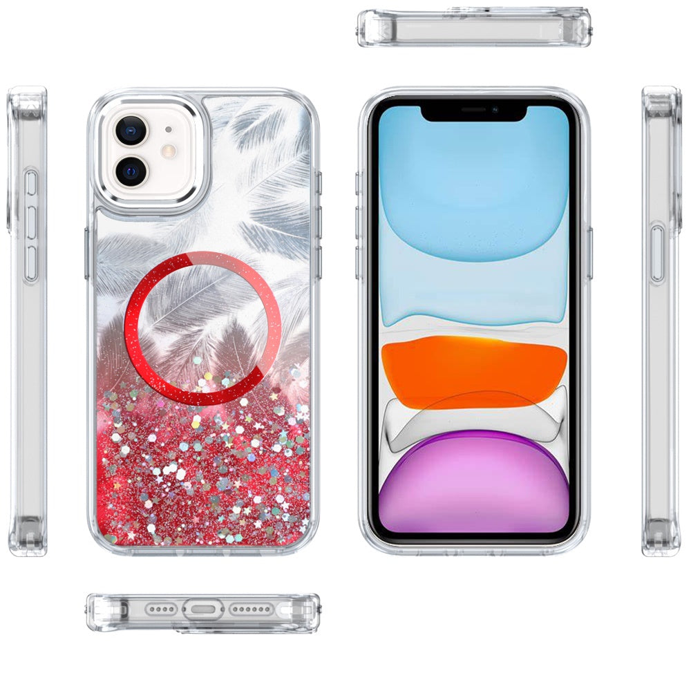 For Apple iPhone 13 Pro Max Epoxy Glitter Shimmer Fashion Case with Magnetic Magsafe Compatible Hybrid Sparkling Slim Protective Case Cover