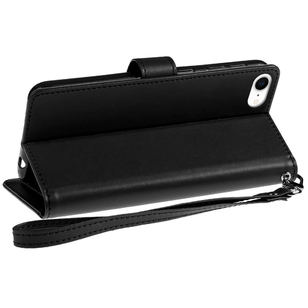 For Apple iPhone 17E /16E Wallet Cases PU Leather with Credit Card /ID /Cash Holder Slot Dual Flip Book Pouch, Stand and Strap Case Cover
