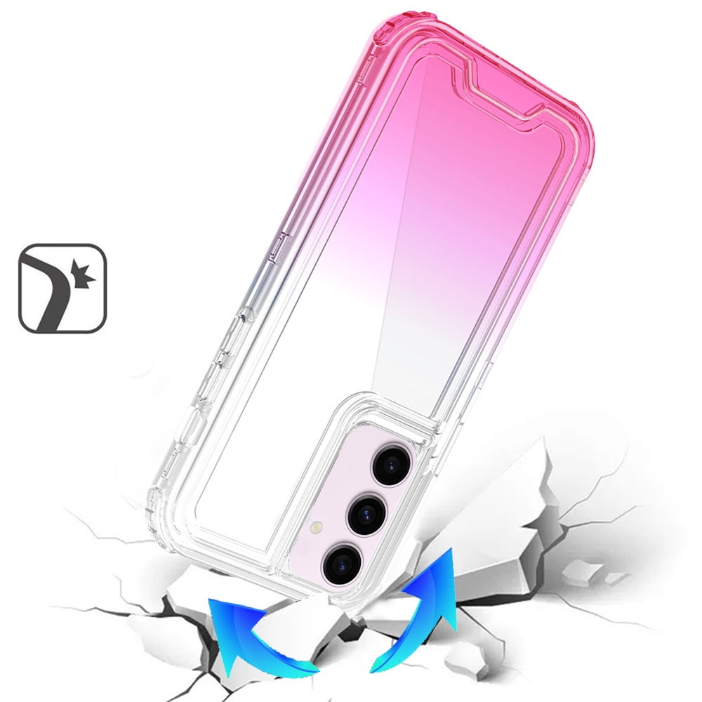 For Samsung Galaxy S25 /S24 Hybrid 3-in-1 Clear Case - Two-Tone Transparent Shockproof TPU + Hard Protective Frame Case Cover