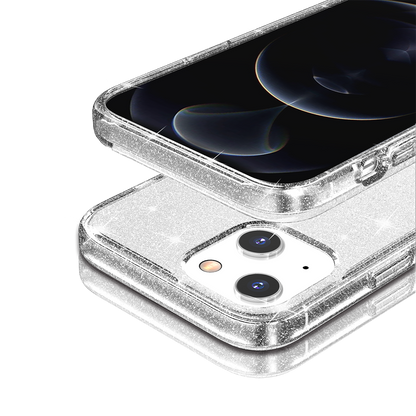 For Google Pixel 9 Pro XL (6.8") Transparent Crystal Glitter Shiny Sparkle Bling TPU Rubber Hard PC Back Hybrid Armor Frame Case Cover Clear