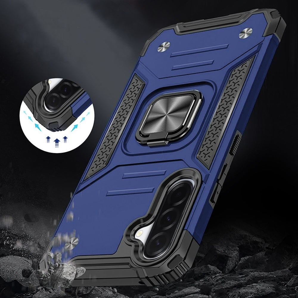 For Samsung Galaxy A37 Armor Hybrid Magnetic Stand with Ring Holder Kickstand Shockproof Heavy-Duty Durable Rugged TPU Dual Layer Case Cover
